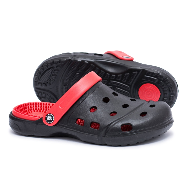 Flameshoes Pantuflas de jardín para hombre Kroks Eva Black negro rojo