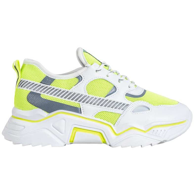 SHELOVET Zapatillas de neón blanco amarillo SHELOVET Zapatillas de neón blanco amarillo