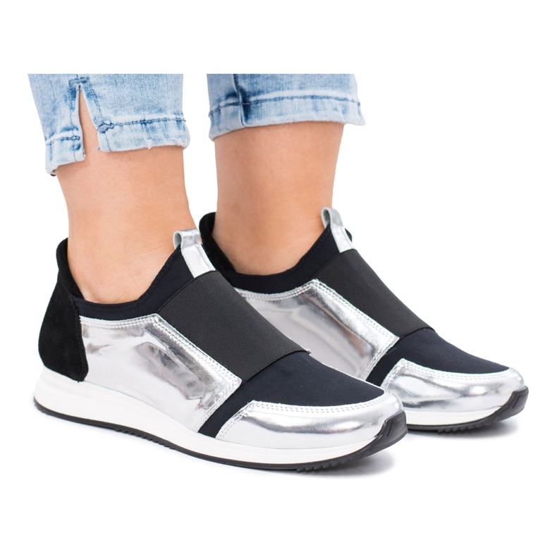 Butmil Zapatos Deportivos Sin Cordones Piel Natural Selavi negro gris