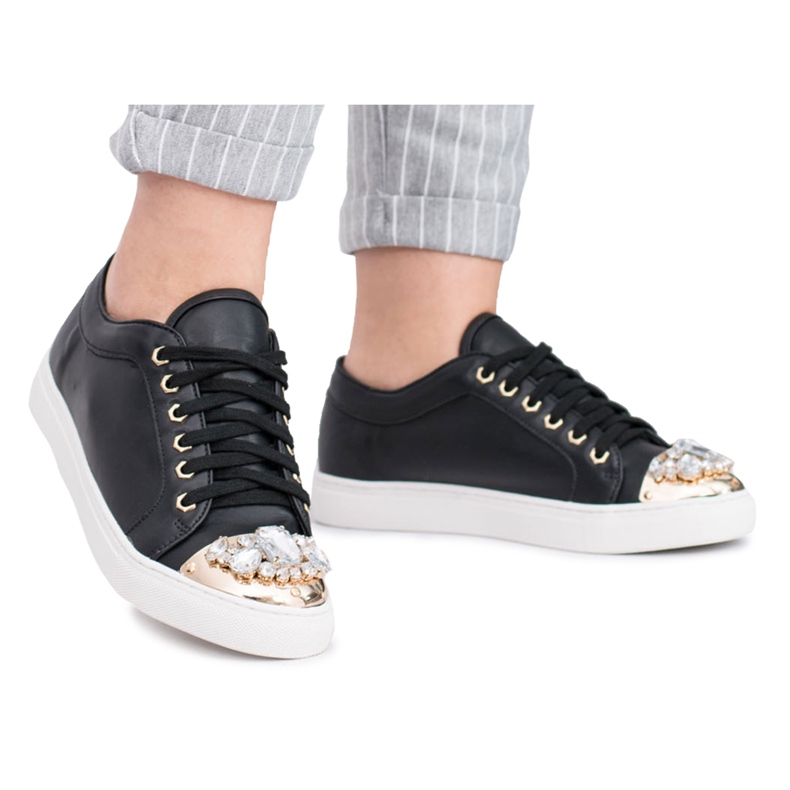 Zapatillas Lu Boo negras con cristales brillantes negro