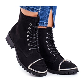 Botas de mujer Lu Boo Black Suede Workers con estructura Steel Jacksy negro