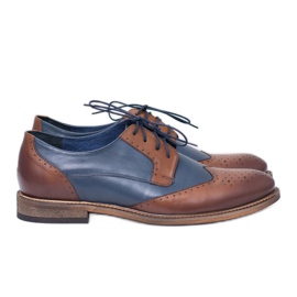 Zapatos elegantes de hombre de cuero azul marino Nikopol Mortes marrón