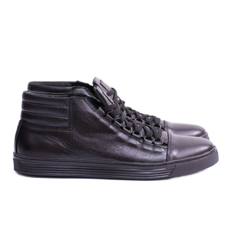 KENT Zapatillas de cuero para hombre Torres negras negro