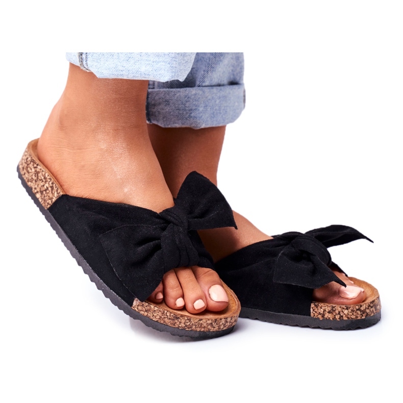 PS1 Pantuflas De Mujer Con Lazos De Corcho Wendy Negro