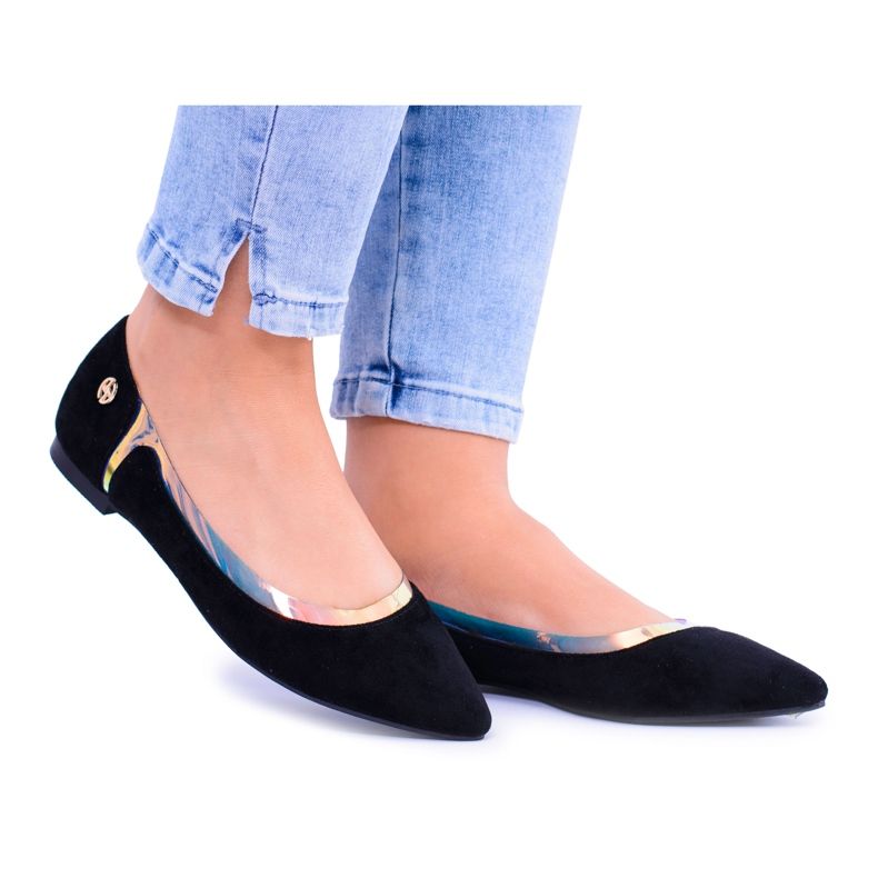 Bailarinas Holográficas Transparentes Negras Lu Boo en Szpic Lison negro