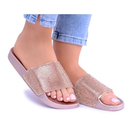 LU BOO Pantuflas De Mujer Con Zirconia Cúbica LadyCristal Rose Gold rosado amarillo