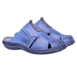 Polbut Pantuflas milanos azul marino de cuero construido para hombre Polbut Pantuflas milanos azul marino de cuero construido para hombre