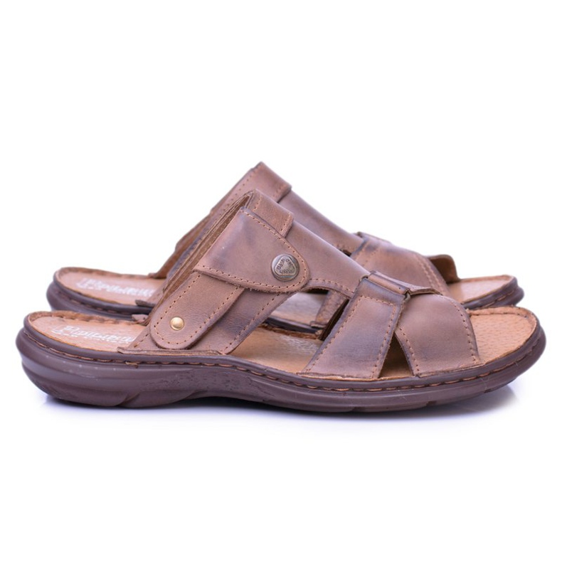 Polbut Zapatillas Hombre Piel Marrón Sandalias Hideki
