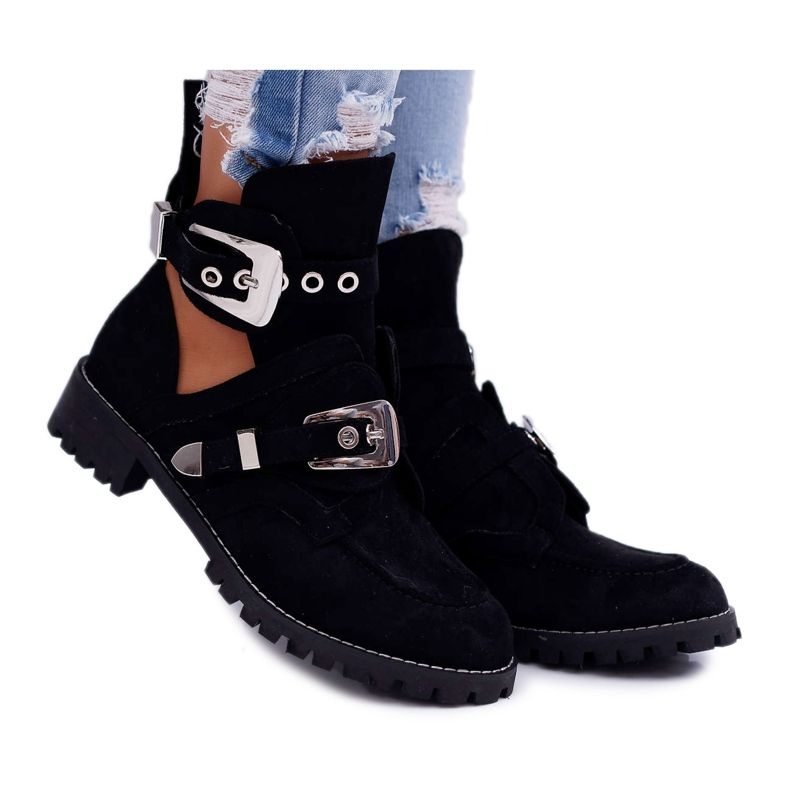 Botas con corte de ante negro Lu Boo Rock Girl