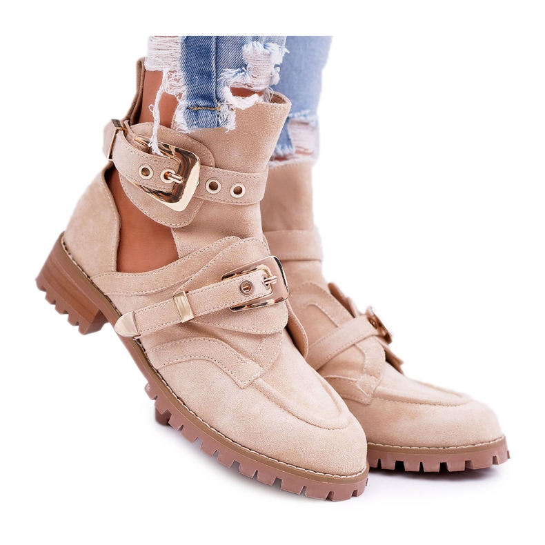 Lu Boo Botines recortados de ante beige Rock Girl Lu Boo Botines recortados de ante beige Rock Girl