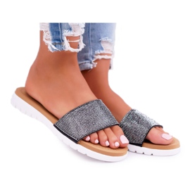 Pantuflas negras de mujer Lu Boo con golosinas de lentejuelas negro
