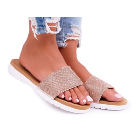 Lu Boo Sandalias de lentejuelas para mujer Champagne Goodies rosado
