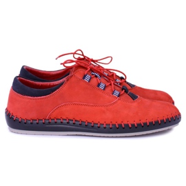 KENT Zapatos casuales de cuero para hombre Red Bill rojo