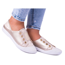 Zapatillas sin cordones para mujer Lu Boo Golden Lace Emena dorado