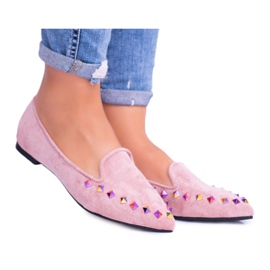 Lu Boo Pink Lords Iridiscente Jets Suede Spike rosa