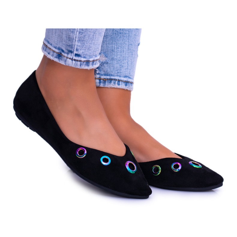 Lu Boo Bailarina Negra Con Ojales De Gasolina Spitz Octavia negro