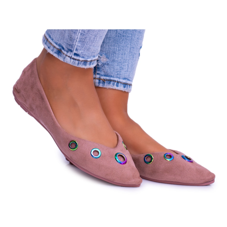 Lu Boo bailarina rosa con ojales de gasolina Octavia Spitz rosado