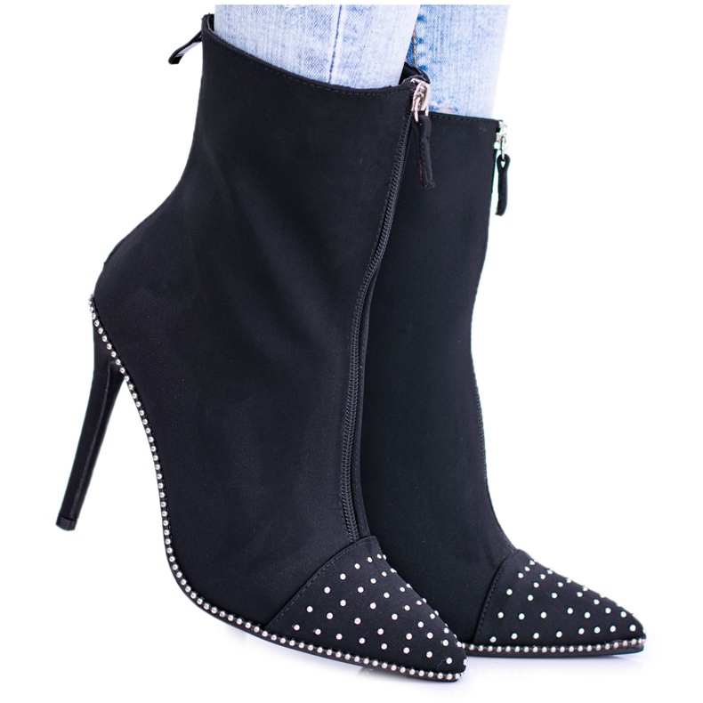 BUGO Botas de ante negras con tacón Regio negro