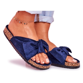 PS1 Pantuflas De Mujer Azul Marino Con Lazo Wendy Cork