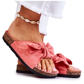 PS1 Pantuflas Coral De Mujer Con Lazo Wendy Cork rosado
