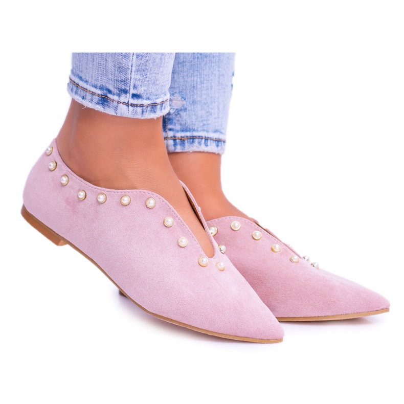 Zapatos brogue rosa con recortes de abalorios Lu Boo Merseo rosado