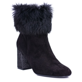 Botas de ante negras para mujer con piel de Laura Messi 1689 negro