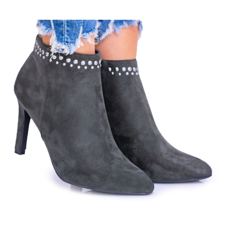 Vinceza Botas de mujer verde oliva con remaches de tacón alto Bemi Vinceza Botas de mujer verde oliva con remaches de tacón alto Bemi