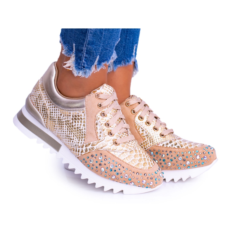 Zapatillas Deportivas Mujer Doradas Con Lentejuelas Lu Boo Infinitiale dorado