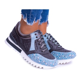 Zapatillas Deportivas Mujer Azules Con Lentejuelas Lu Boo Infinitiale