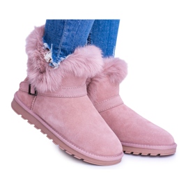 BUGO Botas de mujer de cuero rosa Mukluki Botas de nieve con piel ártica