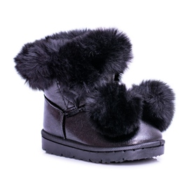 FRROCK Botas de nieve juveniles para niños con calentamiento negro Roofy