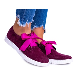 Butmil Zapatos deportivos de piel granate con lazo para mujer rojo Butmil Zapatos deportivos de piel granate con lazo para mujer rojo