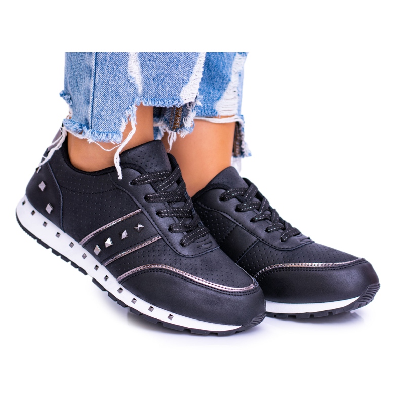 EVE Zapatillas Deportivas Mujer con Tachuelas Ligeras Negro Meriva