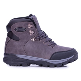 Ax Boxing Escuche los zapatos de trekking para hombre abrigados con piel gris Ax Boxing Escuche los zapatos de trekking para hombre abrigados con piel gris