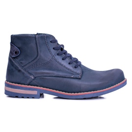 Botas de piel para hombre con cremallera Komodo 731 azul marino