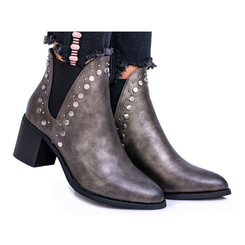 FRERY Botines de mujer Jodhpur boots Rivets Savage gris