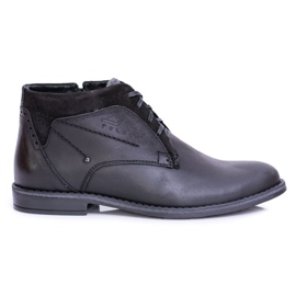 Polbut Botas de hombre, cuero calentado con piel, Lotta negra negro