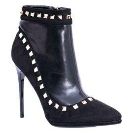 Botas de mujer con tacones altos, tachuelas de tilo negro Botas de mujer con tacones altos, tachuelas de tilo negro