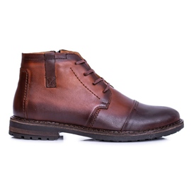 Joker Botas de hombre Botas de cuero polaco Cognac Testo marrón