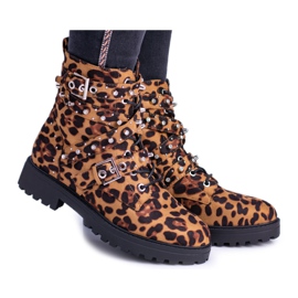 Botas altas de mujer con estampado de leopardo Albere marrón