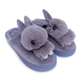 Pantuflas Clásicas De Mujer Con Conejo Gris Howi