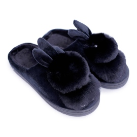 Pantuflas Clásicas De Mujer Con Un Conejo Negro Howi