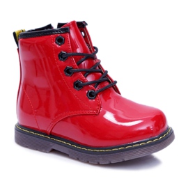 Botas Infantiles Calentadas Con Piel Lacada Botas Debi Roja rojo