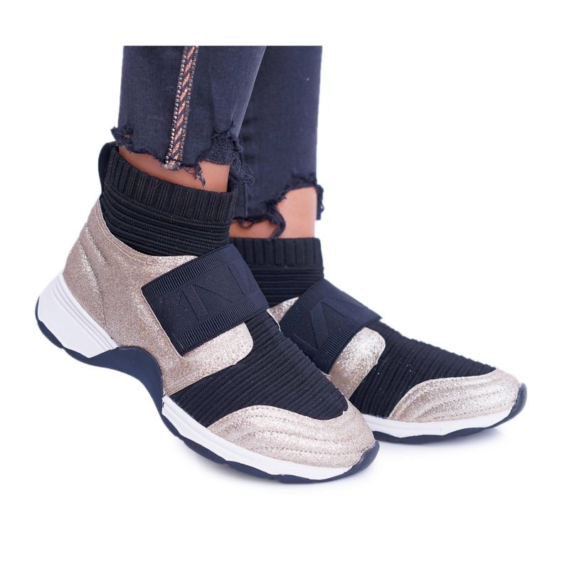 Zapatos Deportivos de Mujer Lu Boo con Calcetín Dorado Glitter Phantom negro multicolor amarillo