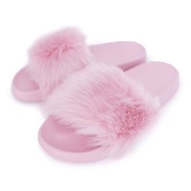 Pantuflas De Mujer Con Piel De Piel Rosa Claro