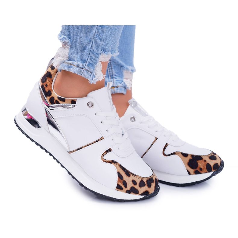 Zapatillas Deportivas Mujer Con Estampado De Leopardo Blanco Fippo Zapatillas Deportivas Mujer Con Estampado De Leopardo Blanco Fippo