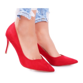 FB1 Stilettos de ante para mujer en rojo Spitz crema