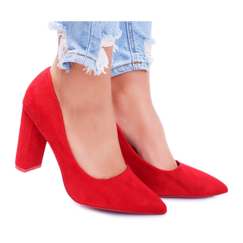 SEA De Mujer Salón Con Tacón Ante Rojo Fresa