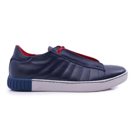 Bednarek Polish Shoes Zapatos Brogues Bednarek Sport De Cuero Sin Malla Para Hombre Azul Marino Geos