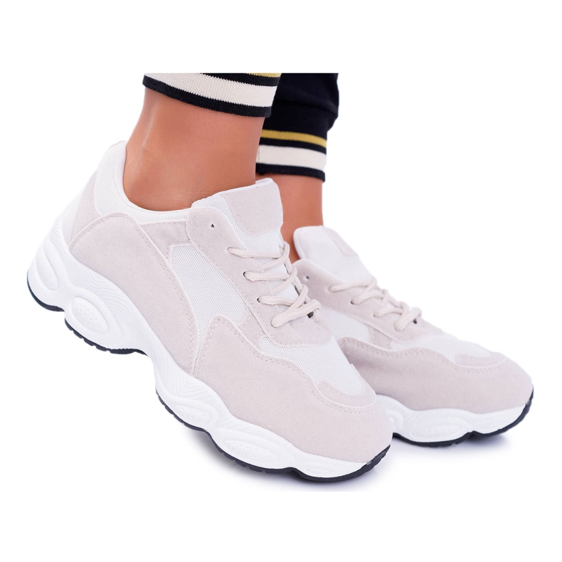 NFR Zapatillas Deportivas Mujer Ante Lollipop Beige y Blanco marrón